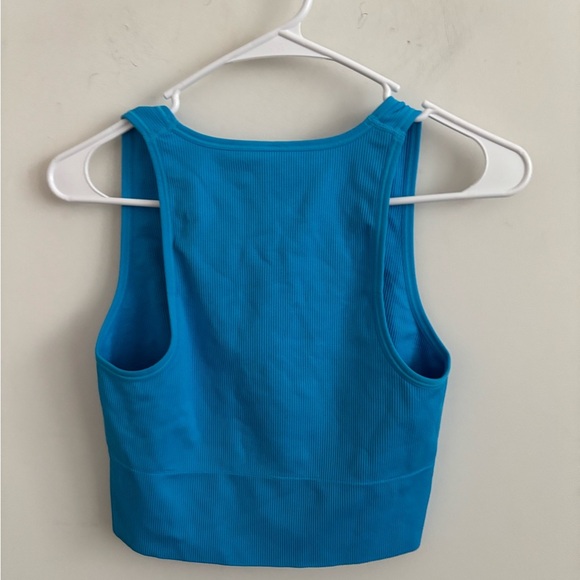 Athleta Crop Rib Tank Women’s Size M Santorini Blue V-Neck Active Wear Yoga - Picture 5 of 8